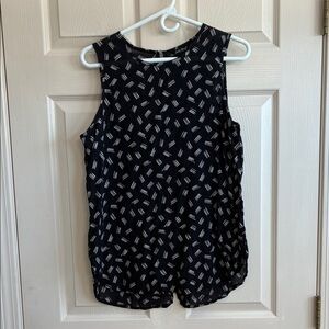 Lucky Brand Black and White Geometric Blouse